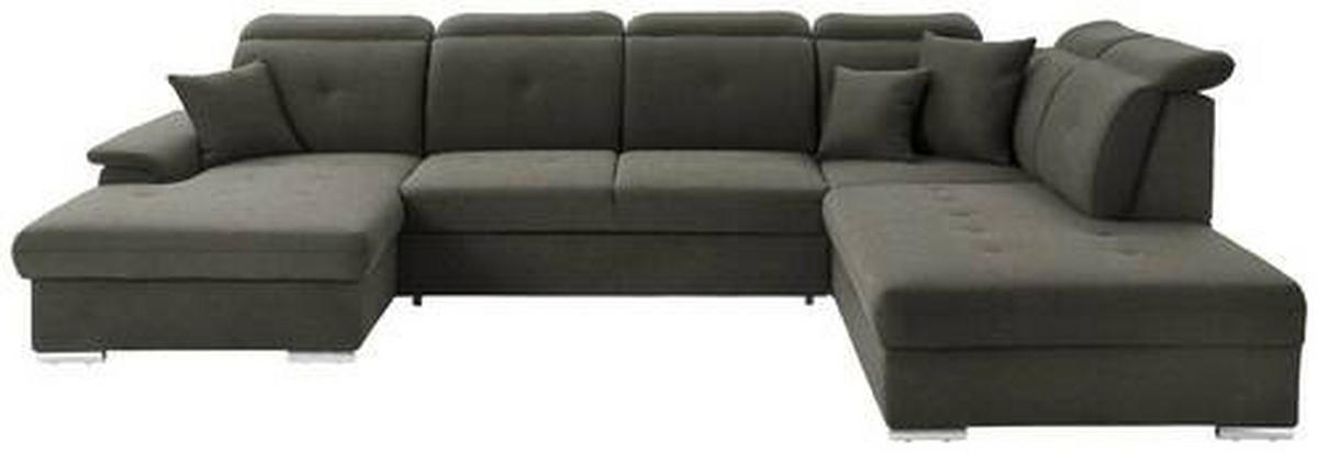 WOHNLANDSCHAFT in Flachgewebe Braun  - Silberfarben/Braun, Design, Kunststoff/Textil (187/365/263cm) - Cantus