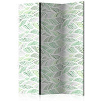 SKÄRMVÄGG  i trä, textil  grön, vit  - vit/grön, Basics, trä/textil (135/172/3cm) - artgeist