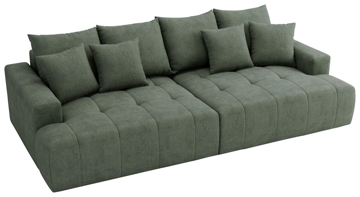 BIGSOFA ADELE Chenille Dunkelgrün  - Dunkelgrün/Schwarz, Design, Kunststoff/Textil (270/85/136cm) - Livetastic