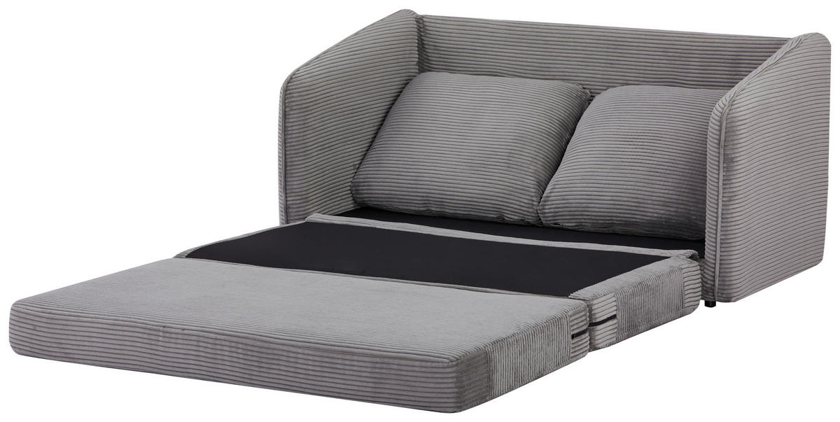 SCHLAFSOFA Cord Grau  - Schwarz/Grau, MODERN, Kunststoff/Textil (139/84/72cm) - MID.YOU