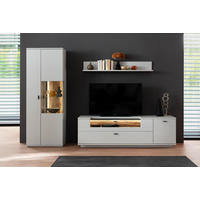 WOHNWAND  in Weiß, Eichefarben  280/199/50 cm  - Eichefarben/Anthrazit, Design, Glas/Holzwerkstoff (280/199/50cm) - Stylife