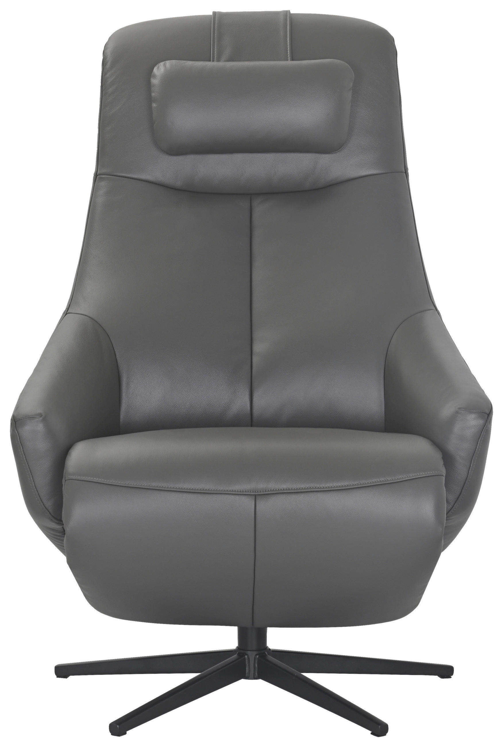 RELAXSESSEL Echtleder Nierenkissen, Nackenkissen    - Dunkelgrau/Schwarz, Design, Leder/Metall (75/86,2-113,5/88-164cm) - Xora