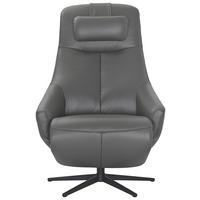 RELAXSESSEL Echtleder Nierenkissen, Nackenkissen    - Dunkelgrau/Schwarz, Design, Leder/Metall (75/86,2-113,5/88-164cm) - Xora