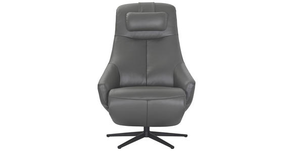 RELAXSESSEL Echtleder Nierenkissen, Nackenkissen    - Dunkelgrau/Schwarz, Design, Leder/Metall (75/86,2-113,5/88-164cm) - Xora