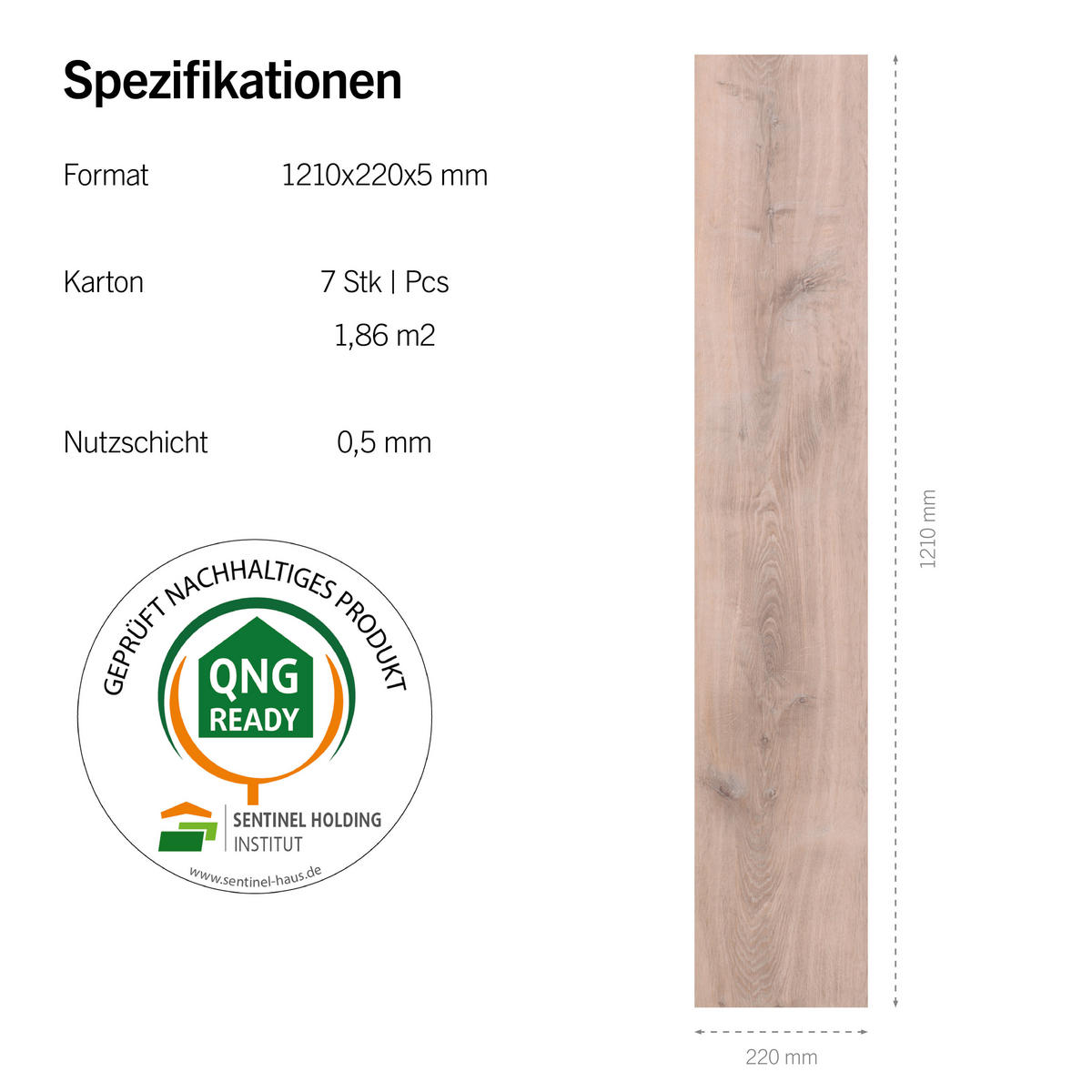 DESIGNBODEN More+  per  m² - Eichefarben/Mokka, Basics, Kunststoff (121/22/0.5cm)