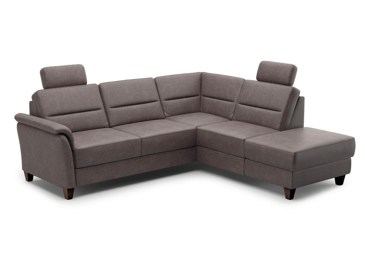 ECKSOFA in Mikrofaser Braun  236/212 cm  - Wengefarben/Braun, KONVENTIONELL, Holz/Textil (236/212cm) - Sit & More