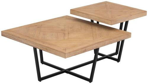 COUCHTISCH Tanne furniert quadratisch Naturfarben, Schwarz  - Schwarz/Naturfarben, Design, Holz/Holzwerkstoff (118/45/78cm) - P & B