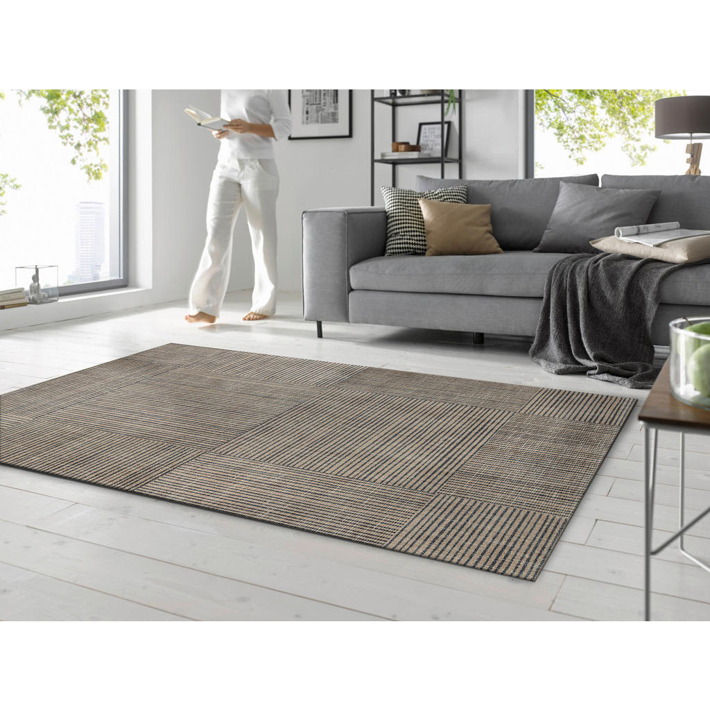 Thumbnail - wash+dry Flachwebeteppich Canvas, Braun, Textil, Graphik, rechteckig, 140x200 cm, Textiles Vertrauen - Oeko-Tex®, Made i...