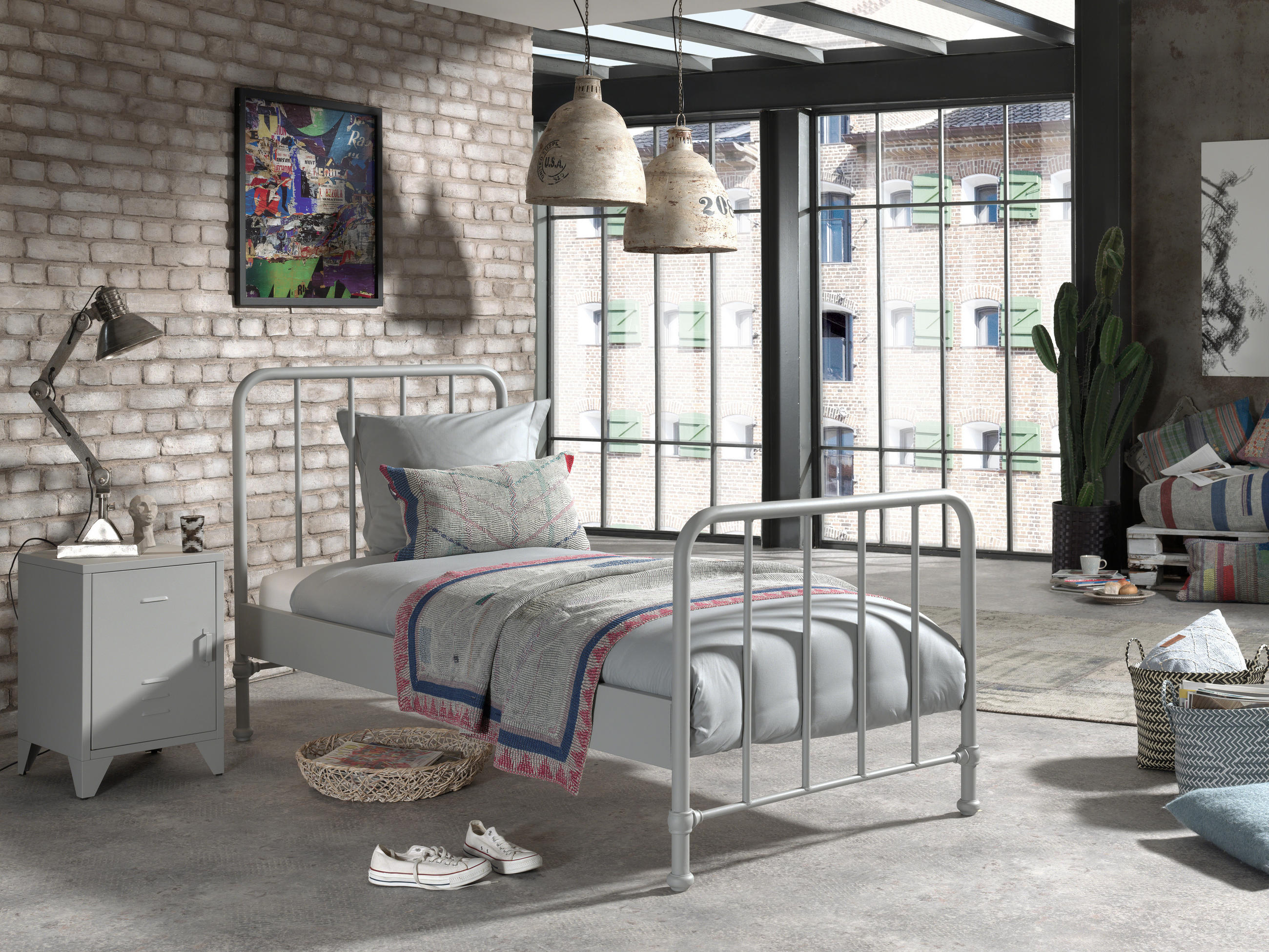 NACHTSCHRANK 40/60/40 cm  - Grau, MODERN, Metall (40/60/40cm) - MID.YOU