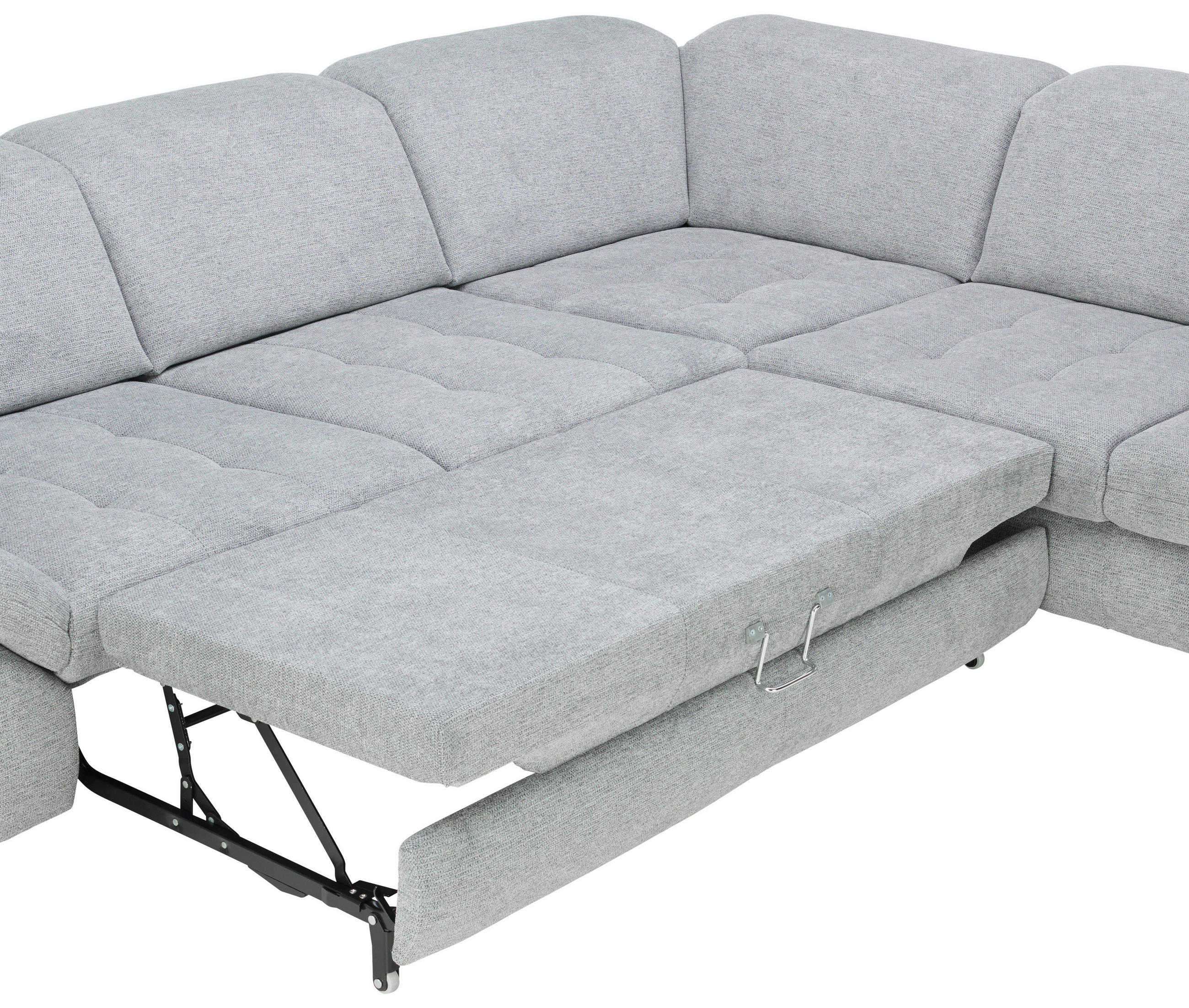 ECKSOFA in Webstoff Rot  - Chromfarben/Rot, Design, Textil/Metall (319/260cm) - Beldomo Style