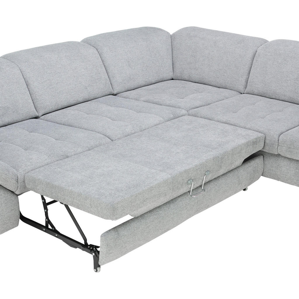 Thumbnail - Beldomo Style Ecksofa, Hellblau, Textil, Uni, 5-Sitzer, L-Form, Ottomane rechts, 319x260 cm, Goldenes M, seitenverkehrt ...