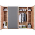 SCHWEBETÜRENSCHRANK  in Taupe, Eichefarben  - Taupe/Eichefarben, Natur, Glas/Holz (286/215/74cm) - Linea Natura
