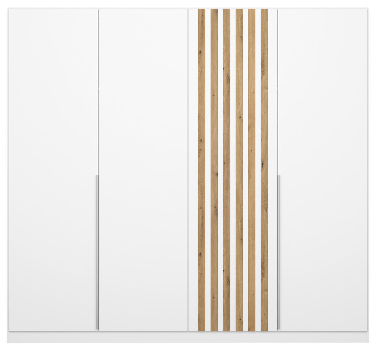 DREHTÜRENSCHRANK in Weiss, Eiche Artisan  - Weiss/Alufarben, Modern, Holzwerkstoff/Metall (226/210/54cm) - Rauch Möbel