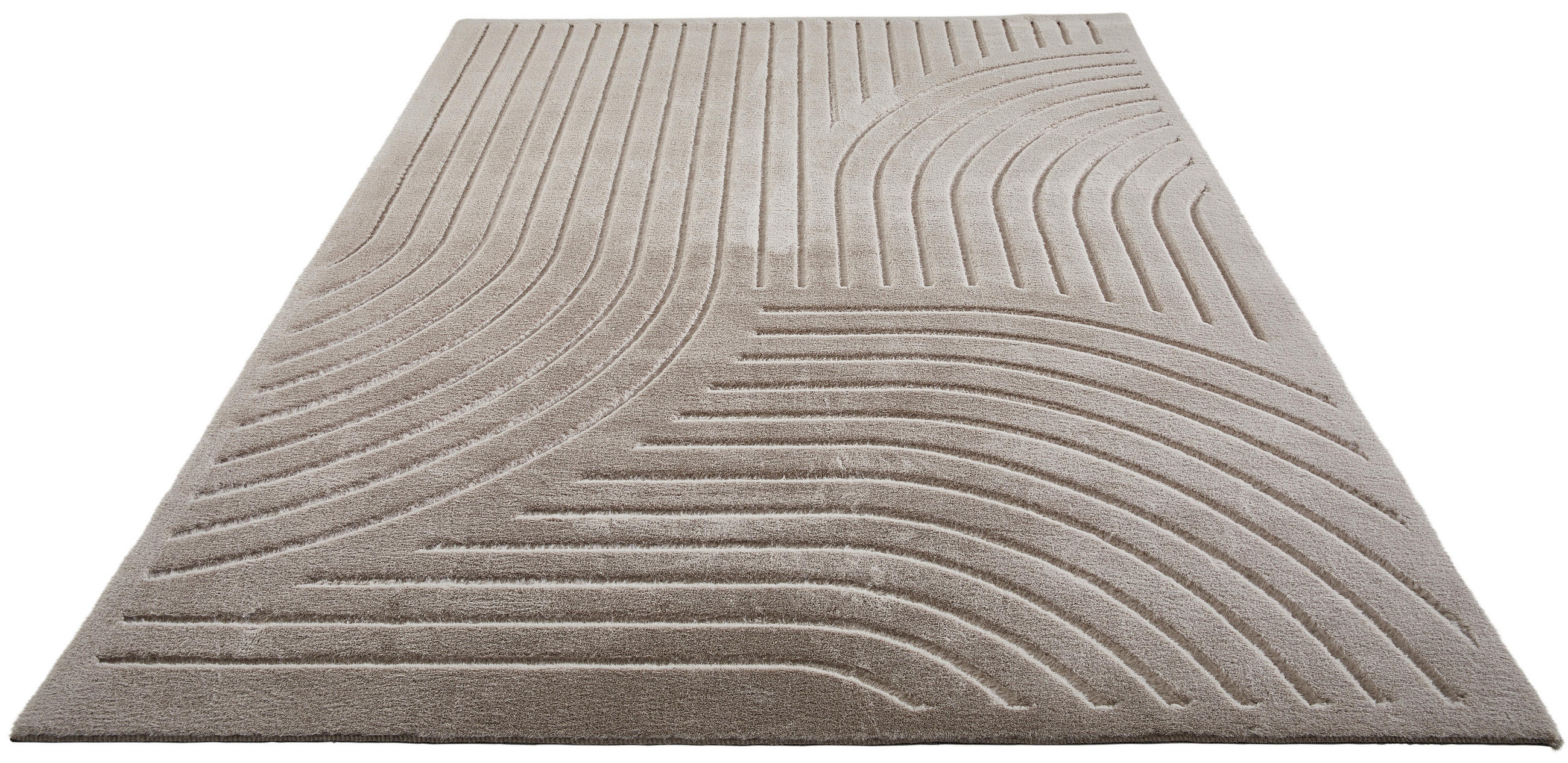 Thumbnail - Novel Hochflorteppich Siena, Taupe, Kunststoff, geometrisch, rechteckig, 80x150 cm, Bsci, Oeko-Tex® Standard 100, für Fu...