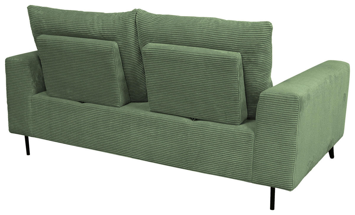 BIGSOFA Cord Salbeigrün  - Salbeigrün/Schwarz, KONVENTIONELL, Textil/Metall (246/100/116cm) - Carryhome