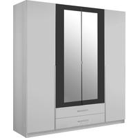 DREHTÜRENSCHRANK 180/197/58 cm,  in Graphitfarben, Weiß, 4-türig  - Alufarben/Graphitfarben, Design, Glas/Holzwerkstoff (180/197/58cm) - MID.YOU