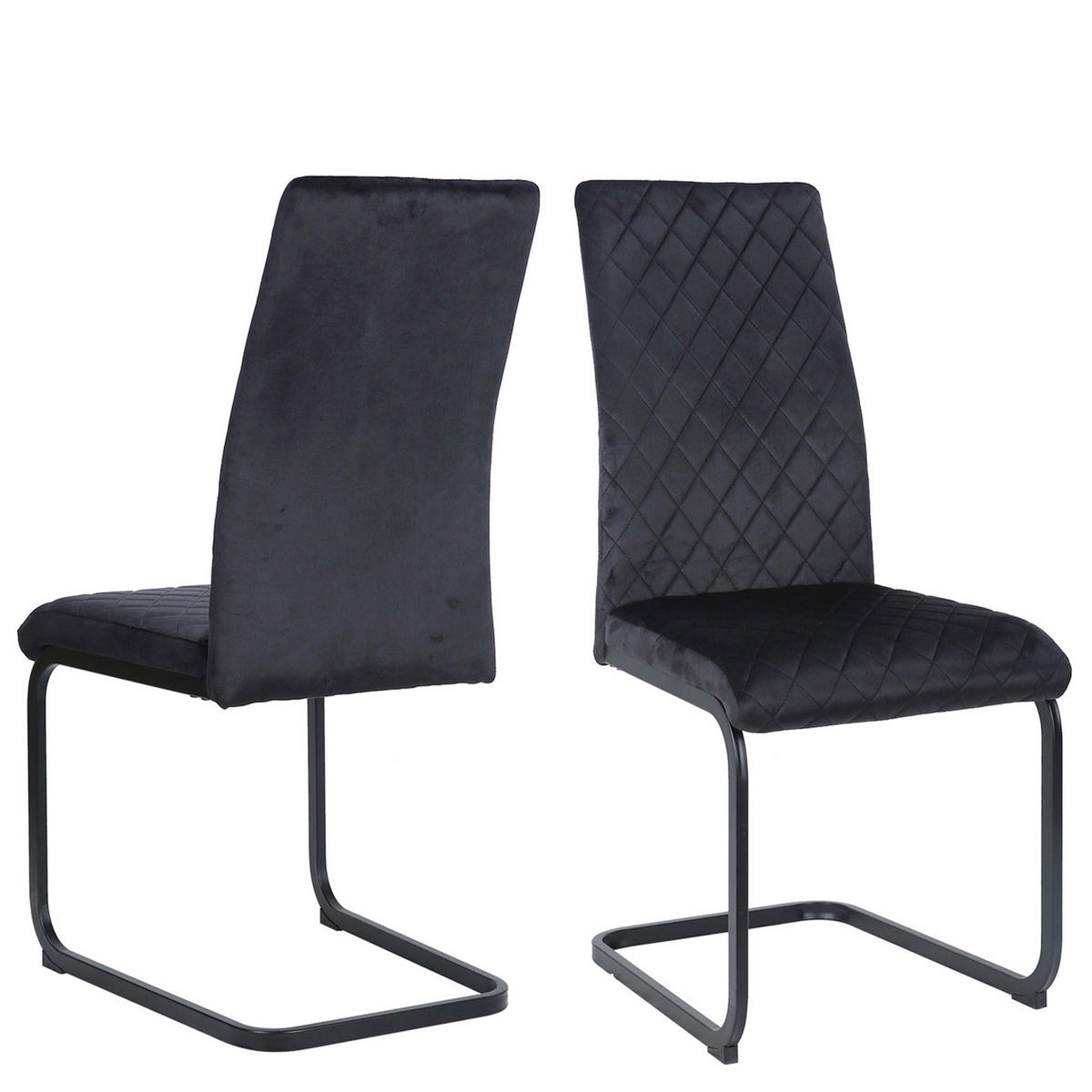 SCHWINGSTUHL-SET 2 Stück  in Eisen Samt  - Schwarz, MODERN, Textil/Metall (45/97/61cm) - MID.YOU