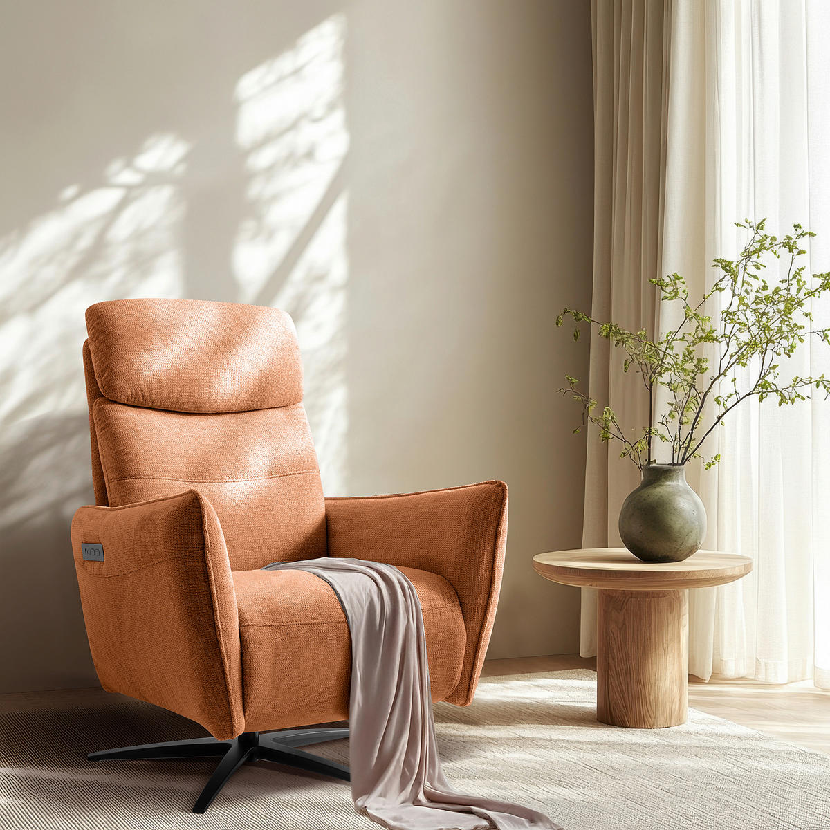 RELAXSESSEL in Textil Orange  - Schwarz/Orange, Design, Textil/Metall (77/107/88cm) - Livetastic