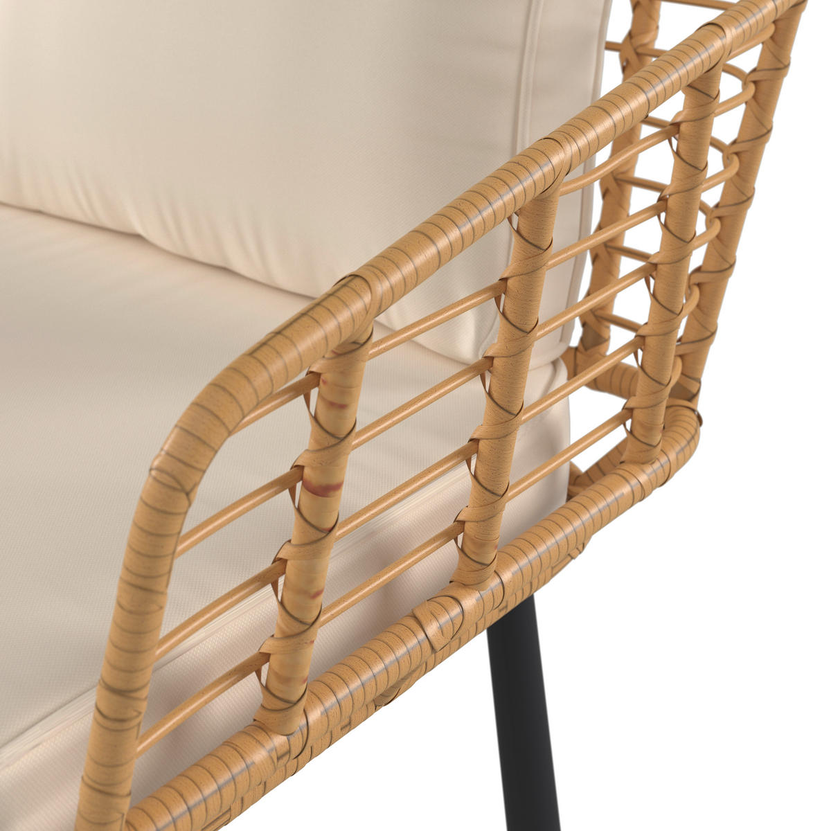 LOUNGEGARNITUR Eisen  - Beige/Naturfarben, MODERN, Glas/Kunststoff (187/67/65cm) - Ambia Garden