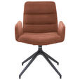 ARMLEHNSTUHL  Lederauswahl, Stoffauswahl, Sitzfläche 180° drehbar Cord  - Rostfarben/Schwarz, Design, Textil/Metall (61/88/66cm) - Dieter Knoll