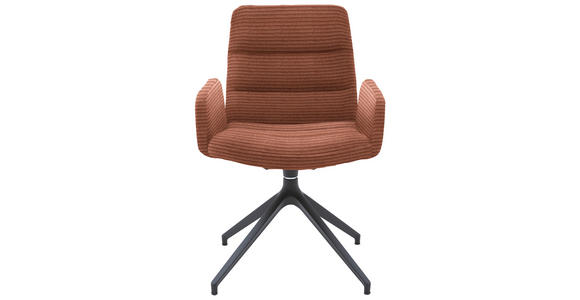ARMLEHNSTUHL  Lederauswahl, Stoffauswahl, Sitzfläche 180° drehbar Cord  - Rostfarben/Schwarz, Design, Textil/Metall (61/88/66cm) - Dieter Knoll
