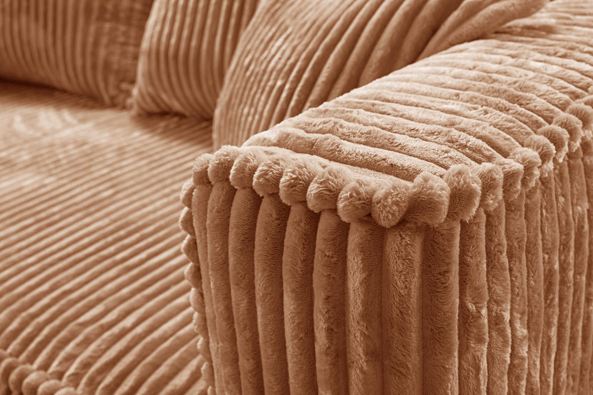 SOFA in Cord Rostfarben  - Rostfarben/Schwarz, Design, Holz/Textil (223/95/121cm) - MID.YOU