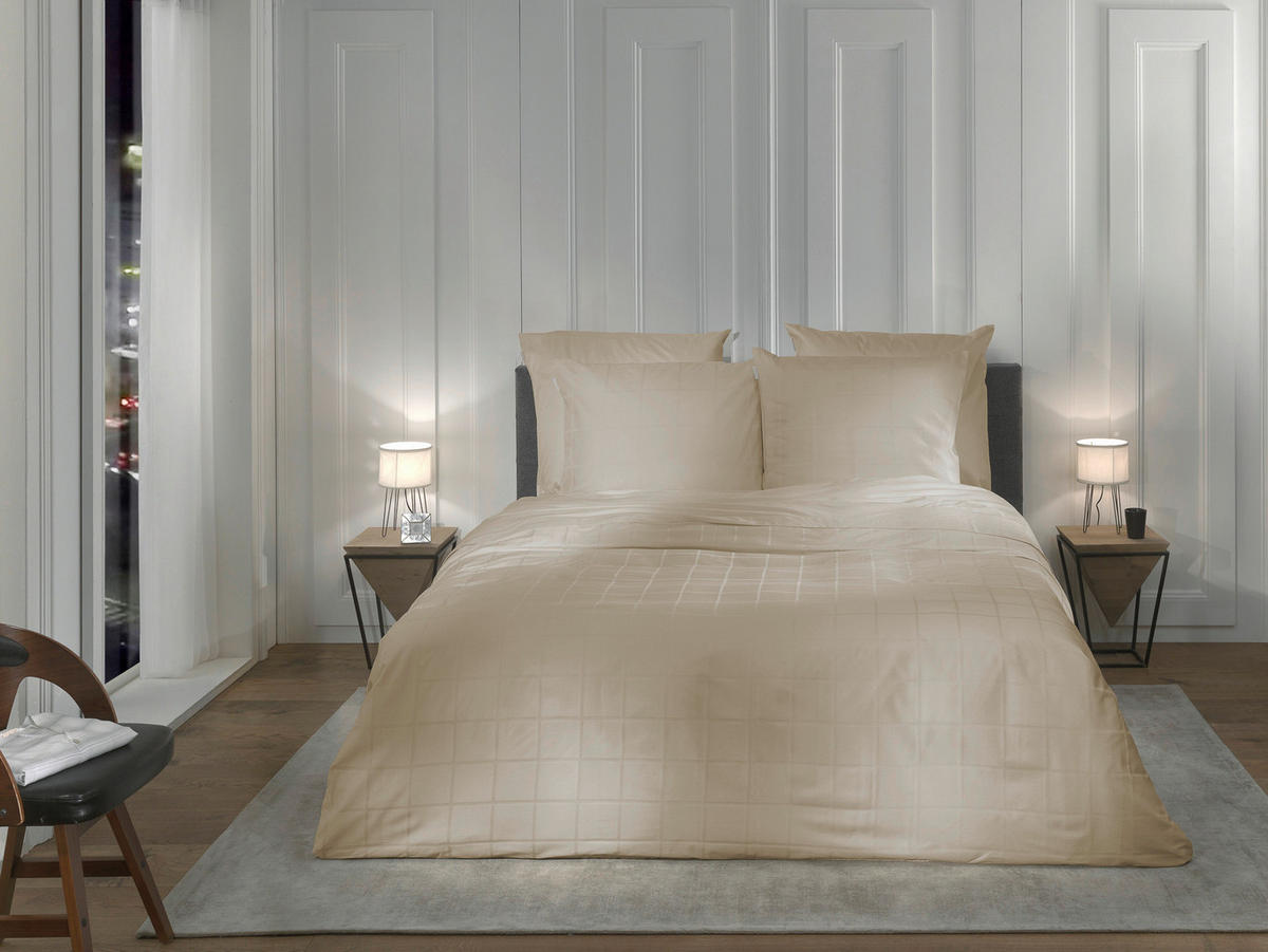 BETTWÄSCHE 3-teilig Diamante Makosatin  - Sandfarben, Basics, Textil (200/200cm)