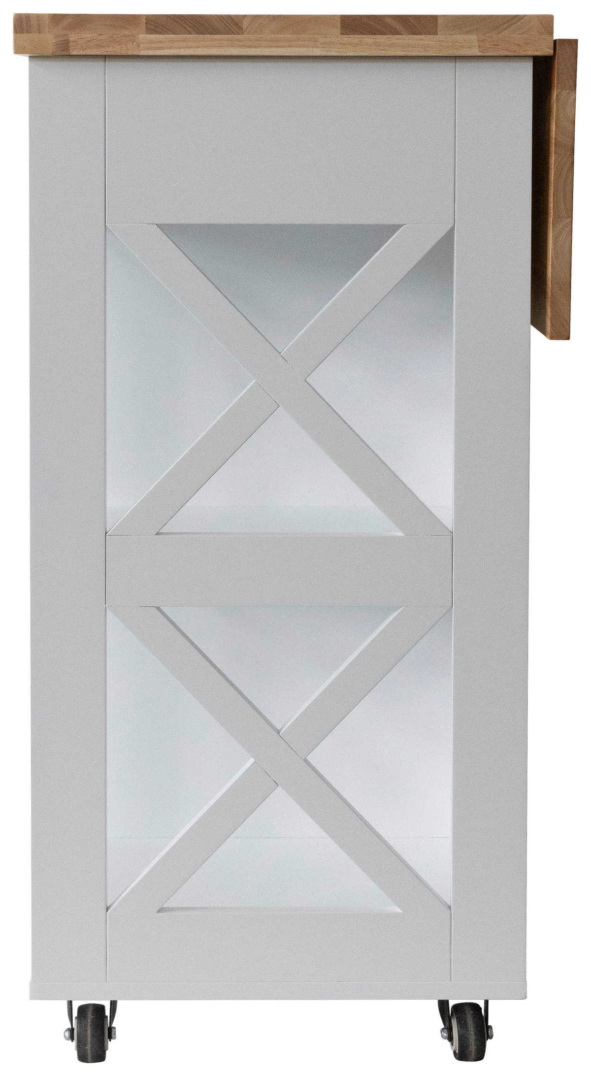 SERVIERWAGEN Kautschukholz vollmassiv Weiß  - Schwarz/Weiß, Basics, Holz/Holzwerkstoff (89/90/68cm) - MID.YOU