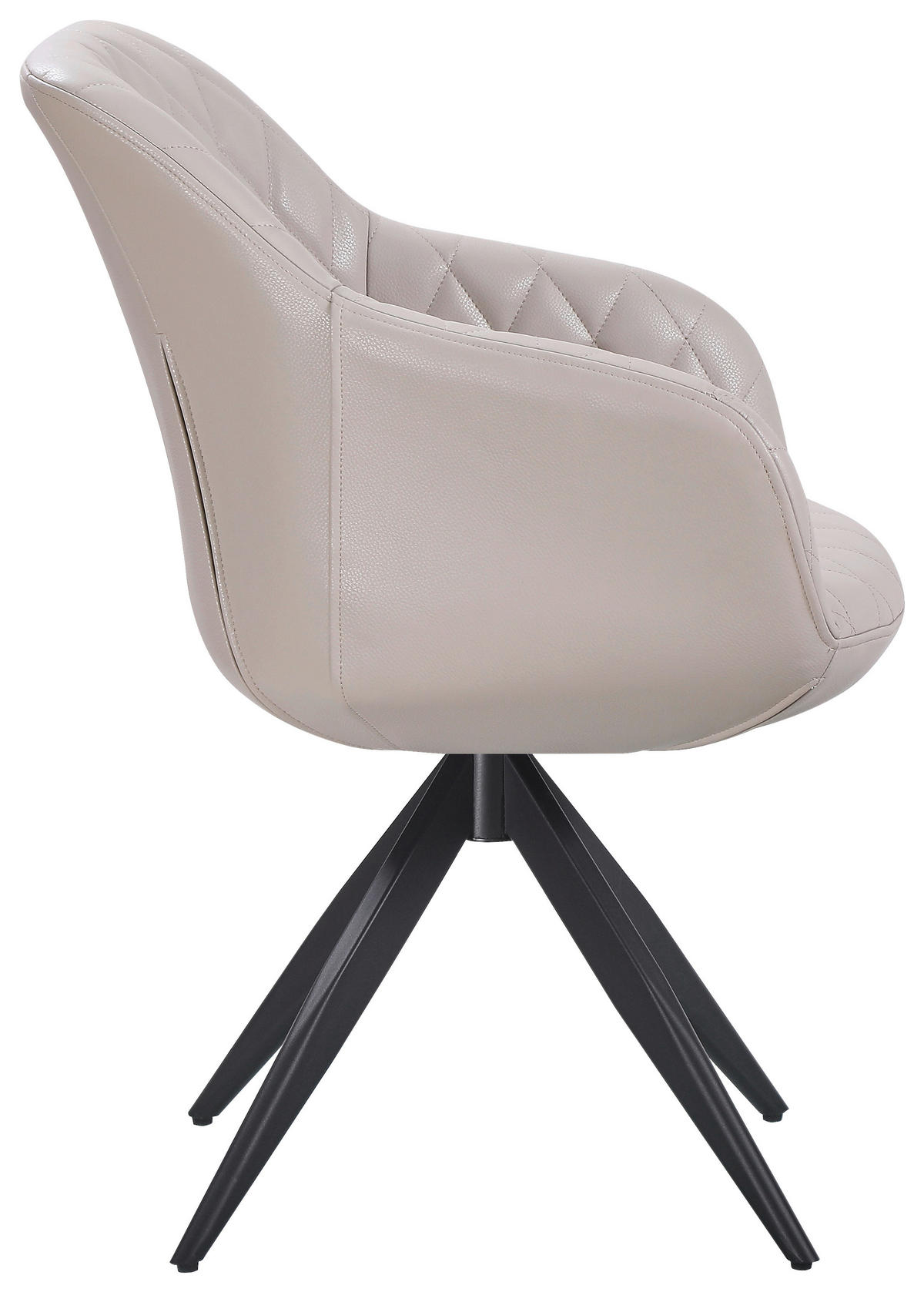 ARMLEHNSTUHL  Sitzfläche 360° drehbar  Echtleder  Schwarz, Beige  - Beige/Schwarz, MODERN, Leder/Metall (61/83/62cm) - Livetastic