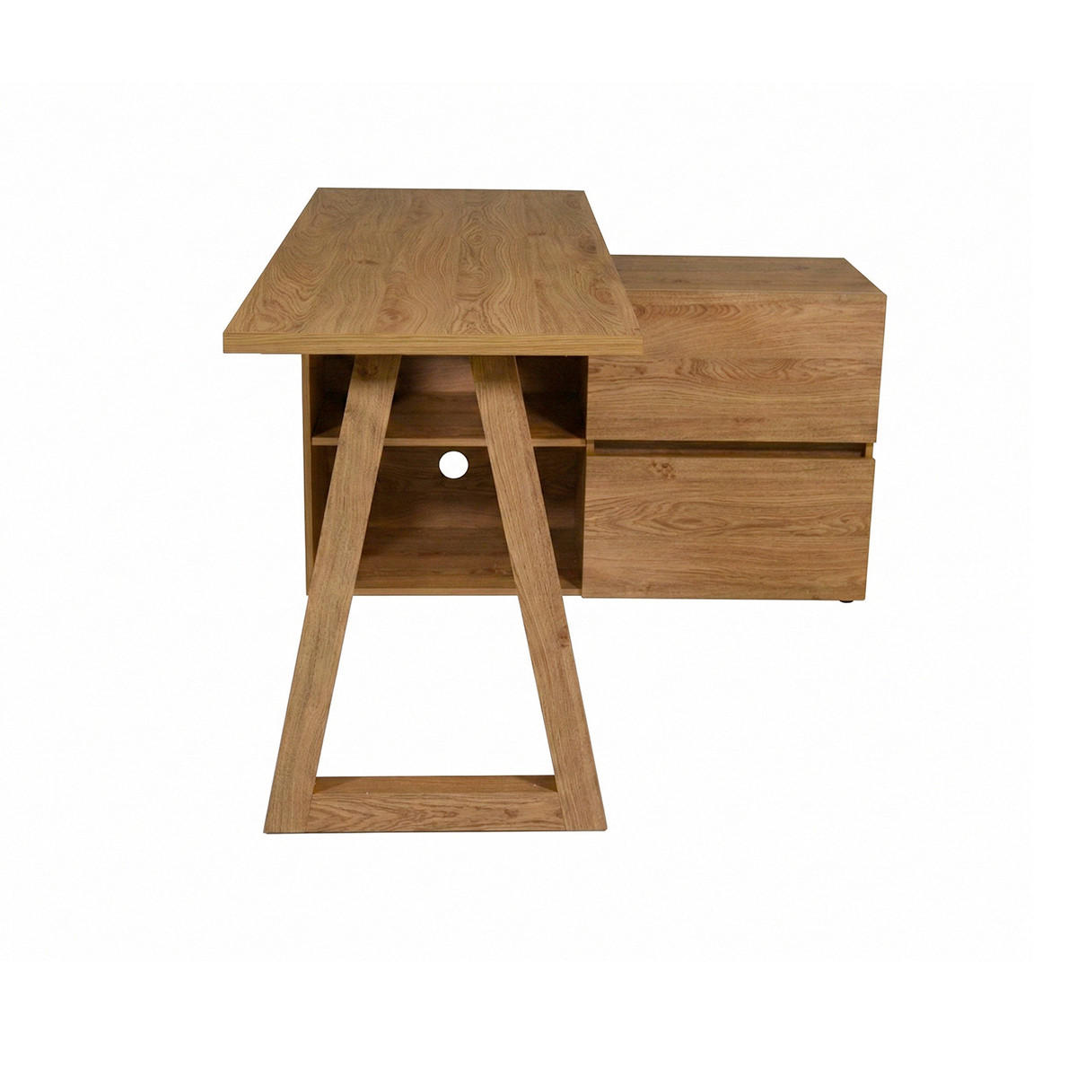 ECKSCHREIBTISCH 140/110/76 cm Eichefarben Stauraum, seitenverkehrt montierbar  - Eichefarben, Design, Holzwerkstoff (140/110/76cm) - MID.YOU