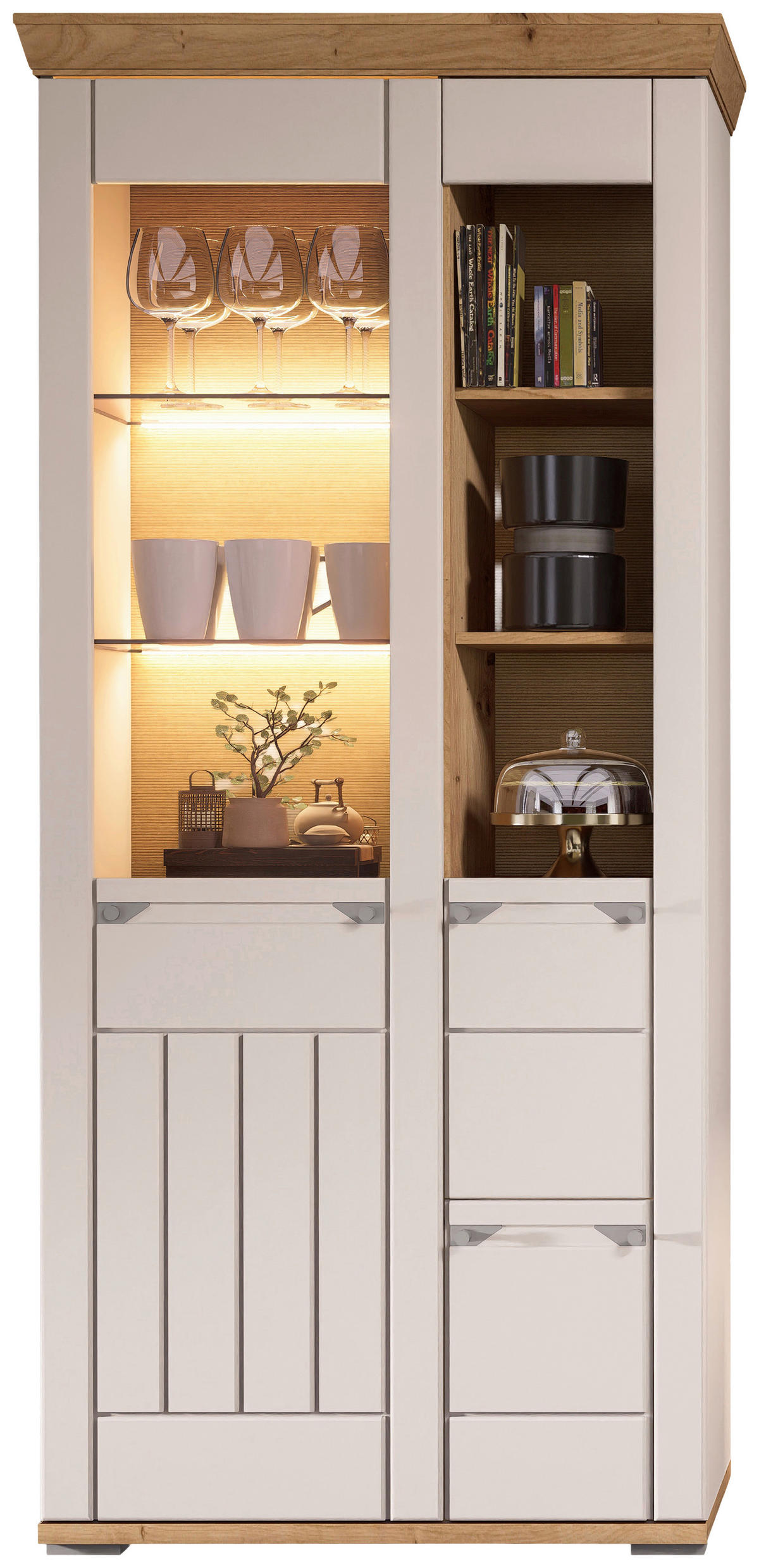 VITRINE  in Kaschmir, Eiche Artisan - Kaschmir/Eiche Artisan, ROMANTIK / LANDHAUS, Glas/Holzwerkstoff (96/208/45cm) - Landscape