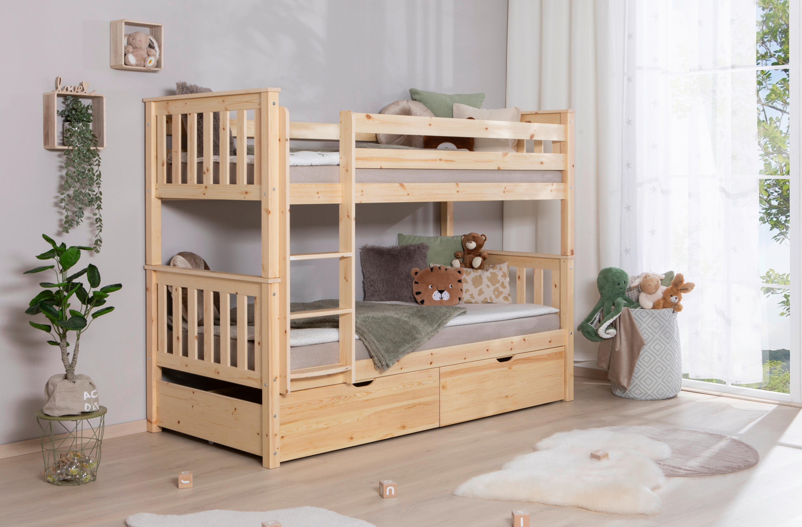 ETAGENBETT 90/200 cm Naturfarben  - Naturfarben, MODERN, Holz (90/200cm) - MID.YOU