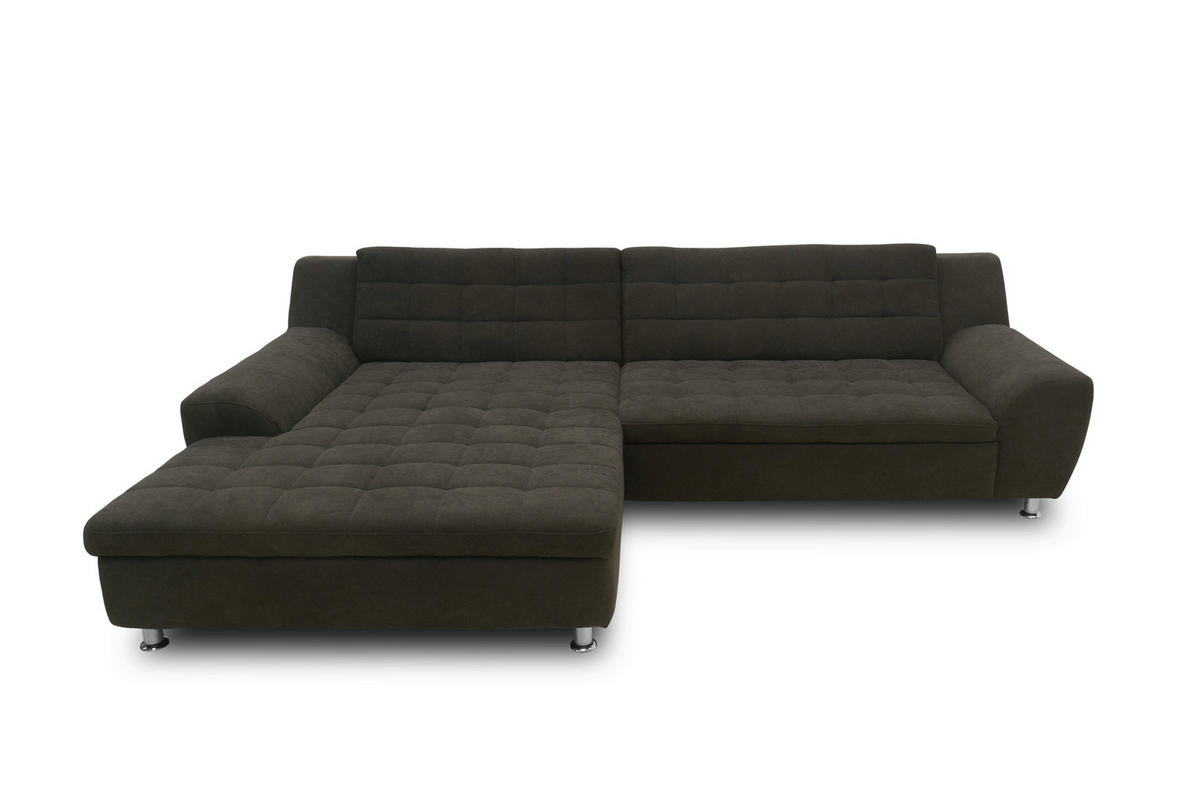 ECKSCHLAFSOFA MORTON Mikrofaser  - Chromfarben/Schwarz, MODERN, Textil/Metall (304/200/84cm) - MID.YOU