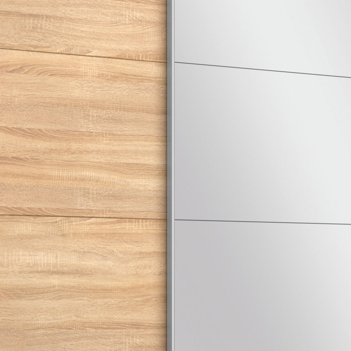 SCHWEBETÜRENSCHRANK  in Sonoma Eiche  - Alufarben/Sonoma Eiche, MODERN, Holzwerkstoff/Metall (226/230/62cm) - Rauch Möbel