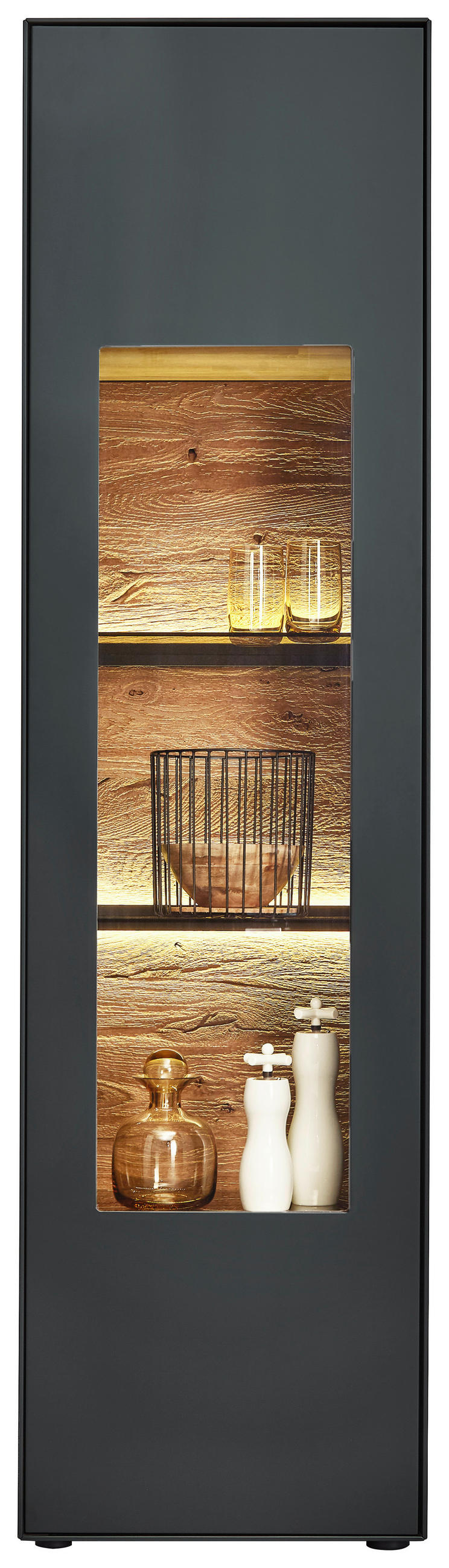 VITRINE Anthrazit  54/205/39 cm  - Anthrazit, Natur, Glas/Holz (54/205/39cm) - Valnatura