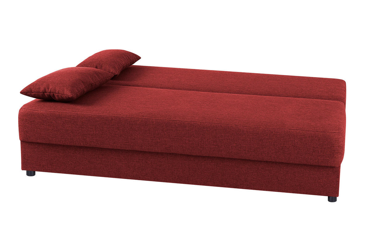 Canapea Extensibilă, textil, material pe bază de lemn, roșu - argintiu/roșu, Design, textil/material pe bază de lemn (193/82/80cm) - P & B