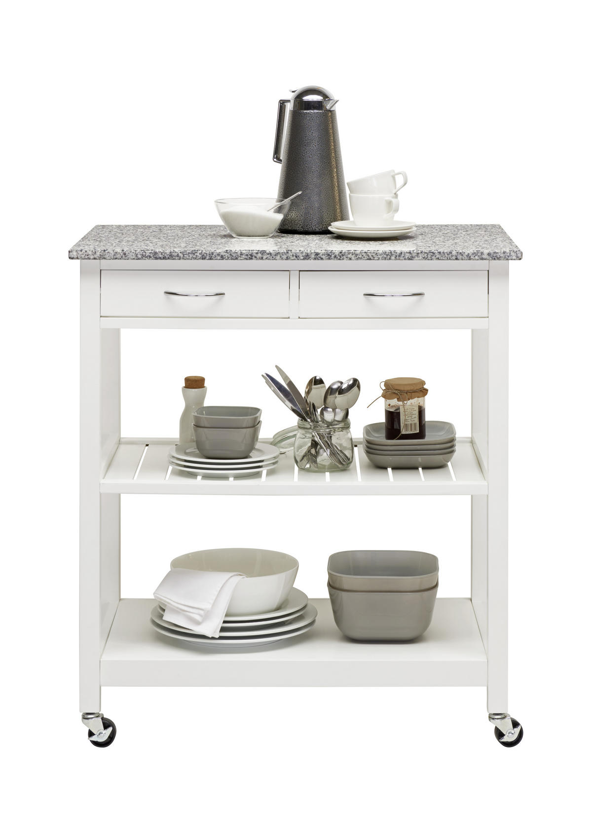 SERVIERWAGEN in Grau, Weiss  - Weiss/Grau, Design, Holzwerkstoff/Stein (78/87/48cm) - Xora