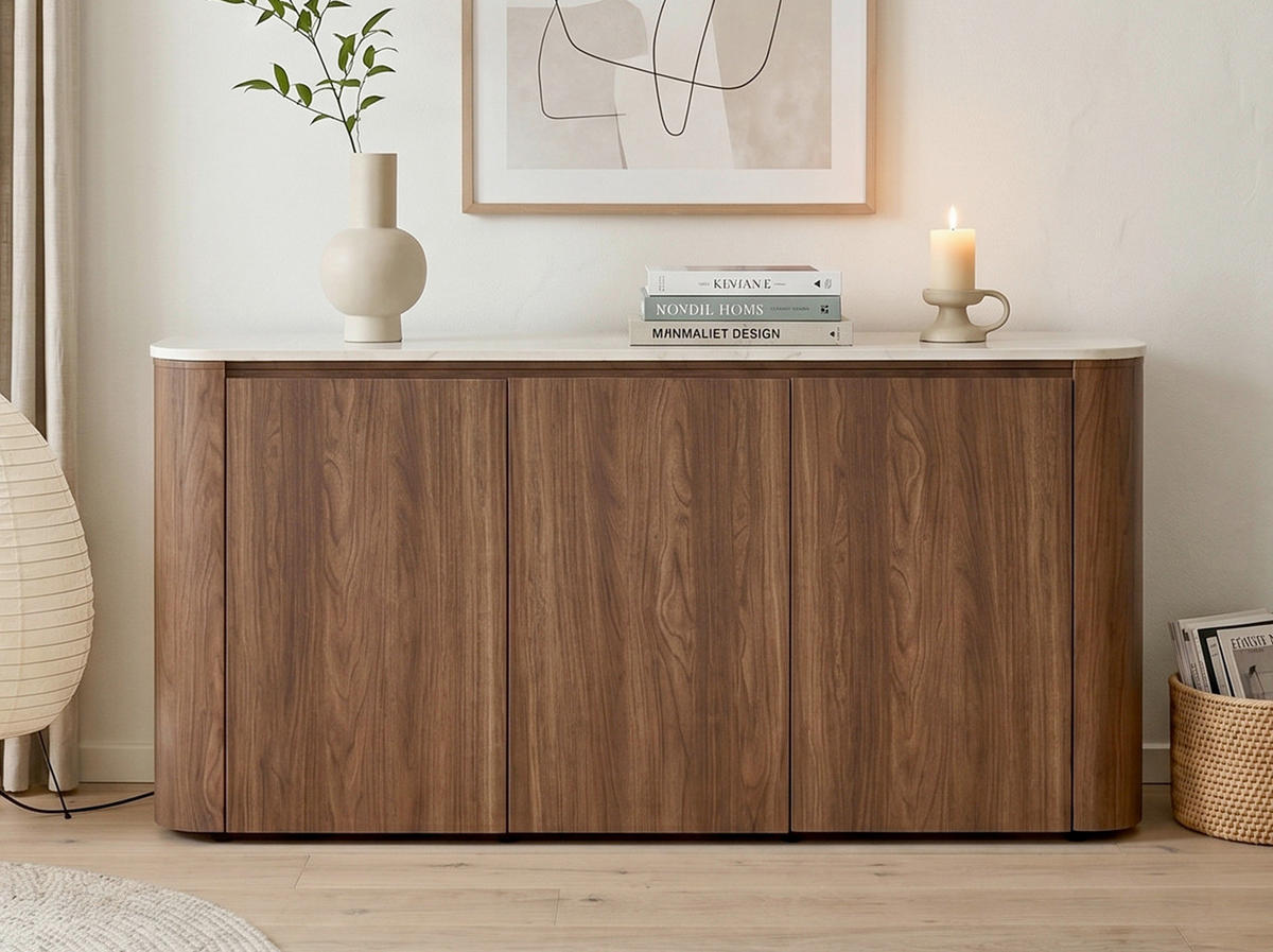 SIDEBOARD  150/74,1/39 cm  - Walnussfarben/Schwarz, KONVENTIONELL, Holzwerkstoff/Kunststoff (150/74,1/39cm) - MID.YOU