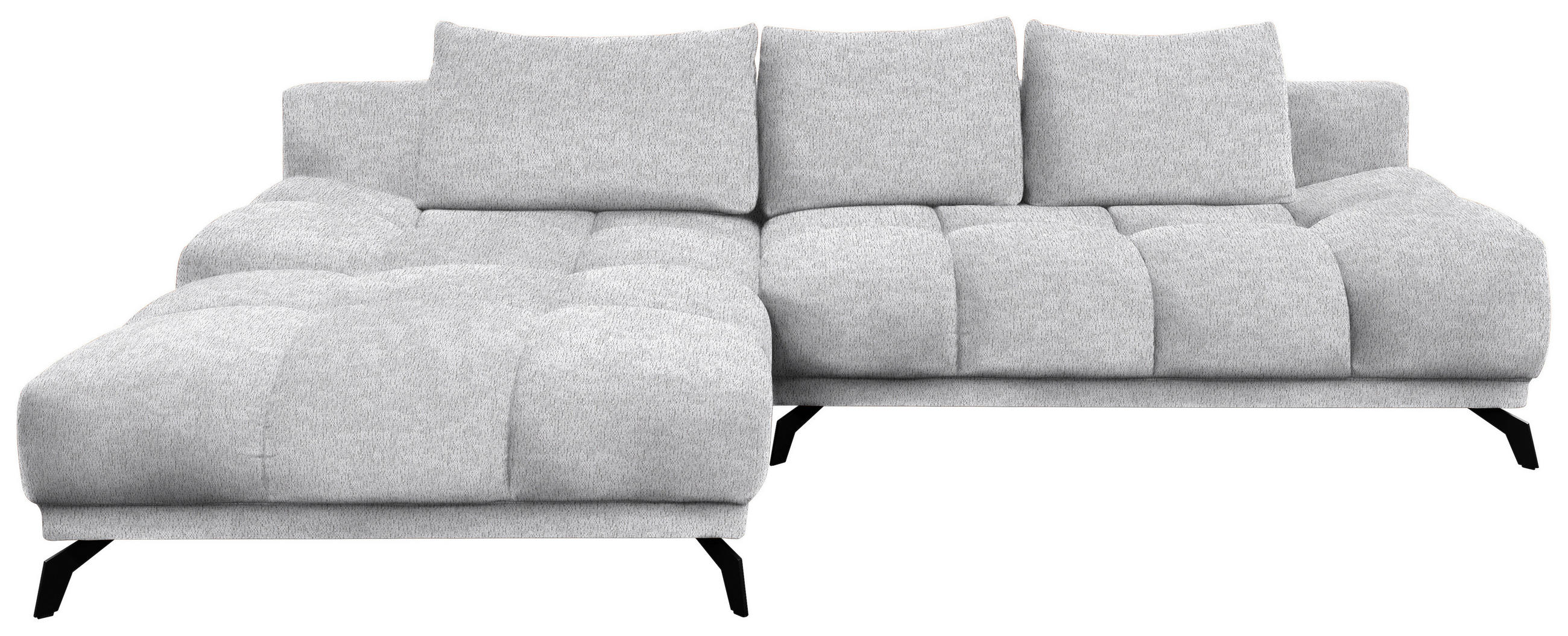ECKSOFA in Chenille Hellgrau  - Hellgrau/Schwarz, Modern, Textil/Metall (182/290cm) - Hom`in