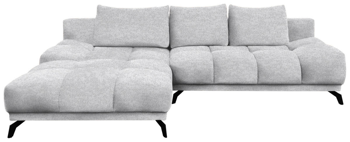 ECKSOFA in Chenille Hellgrau  - Hellgrau/Schwarz, MODERN, Textil/Metall (182/290cm) - Hom`in