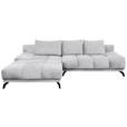 ECKSOFA in Chenille Hellgrau  - Hellgrau/Schwarz, MODERN, Textil/Metall (182/290cm) - Hom`in