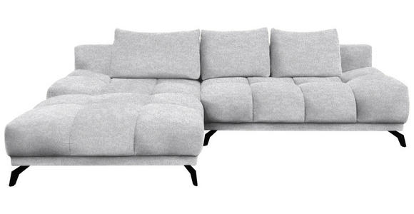 ECKSOFA in Chenille Hellgrau  - Hellgrau/Schwarz, MODERN, Textil/Metall (182/290cm) - Hom`in