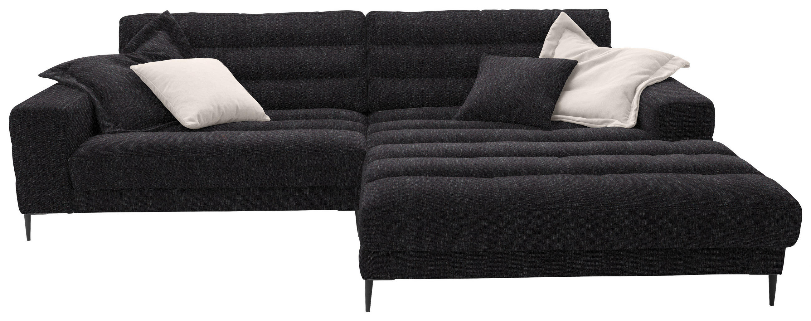 ECKSOFA in Flachgewebe Schwarz  296/207 cm  - Schwarz, Design, Textil/Metall (296/207cm) - Dieter Knoll