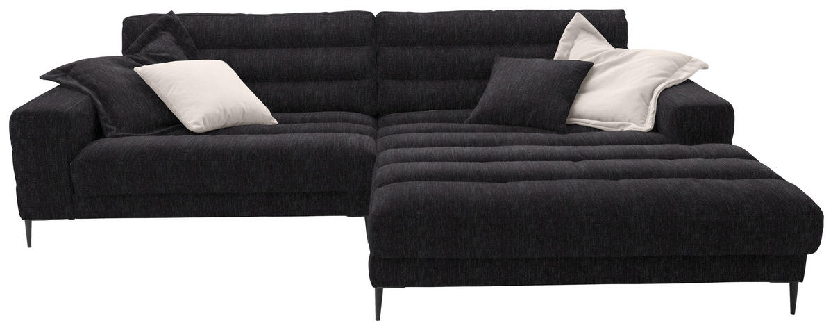 ECKSOFA in Flachgewebe Schwarz  296/207 cm  - Schwarz, Design, Textil/Metall (296/207cm) - Dieter Knoll