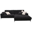 ECKSOFA Badia in Flachgewebe Schwarz  296/207 cm  - Schwarz, Design, Textil/Metall (296/207cm) - Dieter Knoll