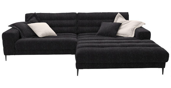 ECKSOFA Badia in Flachgewebe Schwarz  296/207 cm  - Schwarz, Design, Textil/Metall (296/207cm) - Dieter Knoll