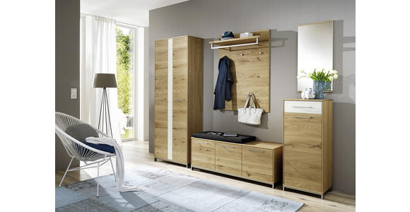 GARDEROBENSCHRANK in 72/195/37 cm - Edelstahlfarben/Eichefarben, Natur, Glas/Holz (72/195/37cm) - Novel