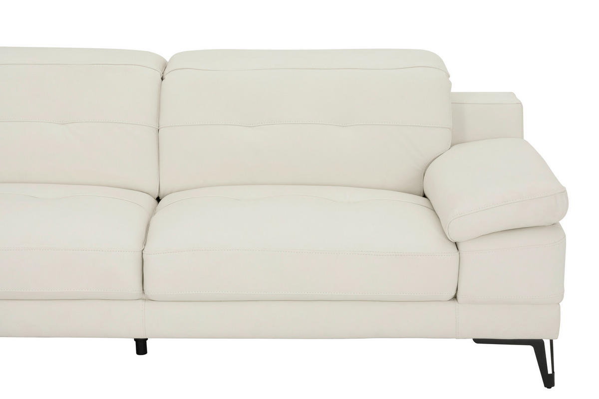 ECKSOFA Weiß Echtleder  - Schwarz/Weiß, MODERN, Leder/Metall (224/287cm) - MID.YOU