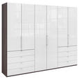 FALTTÜRENSCHRANK  in Weiß, Trüffeleichefarben  - Chromfarben/Trüffeleichefarben, KONVENTIONELL, Glas/Holzwerkstoff (300/236/58cm) - Venda
