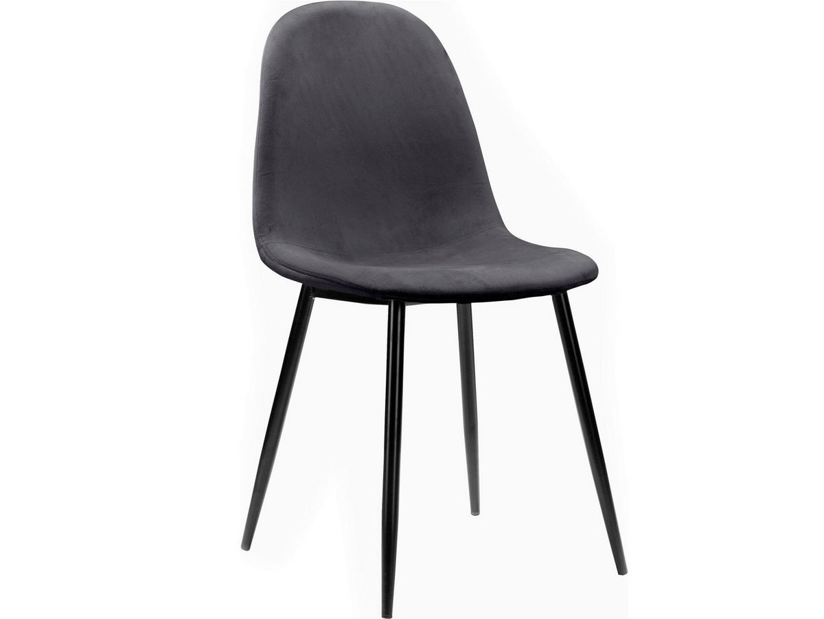 STUHL-SET Velours Anthrazit, Schwarz  - Anthrazit/Schwarz, Design, Textil/Metall (44/87/51cm) - MID.YOU